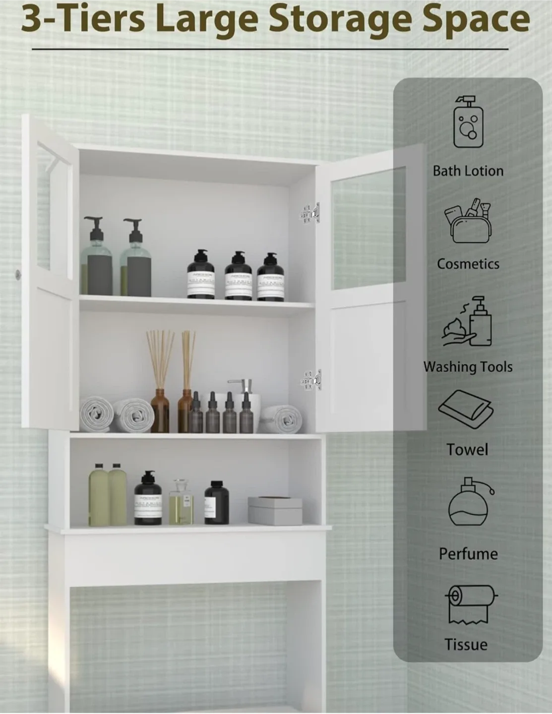 White Over-the-Toilet Storage Cabinet image indicator(3)