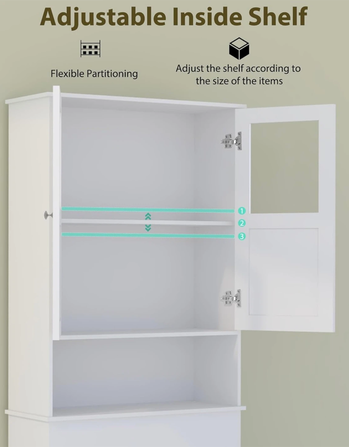 White Over-the-Toilet Storage Cabinet - photo 5