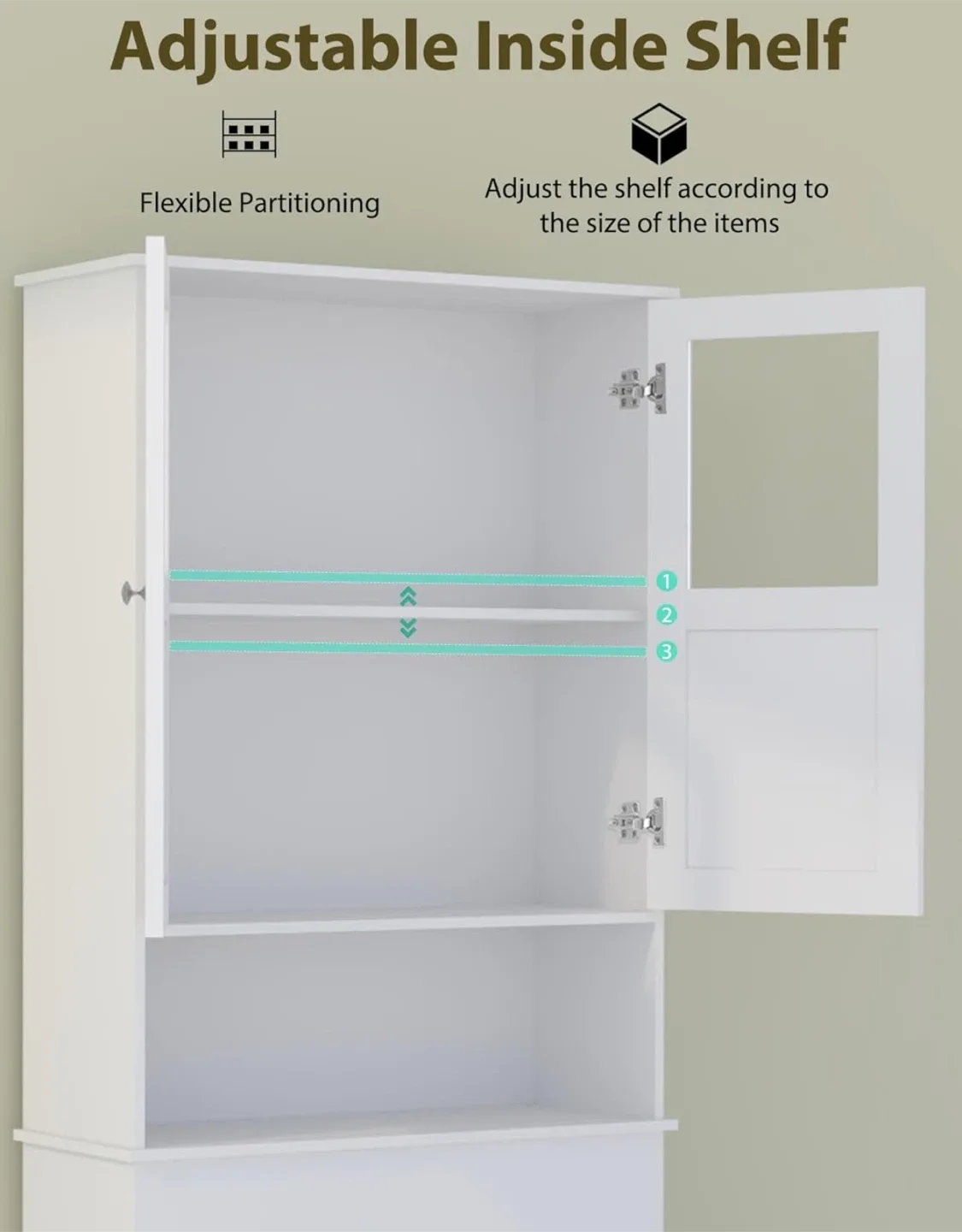 White Over-the-Toilet Storage Cabinet image indicator(5)