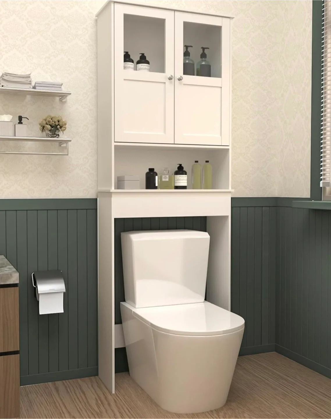 White Over-the-Toilet Storage Cabinet image indicator(7)