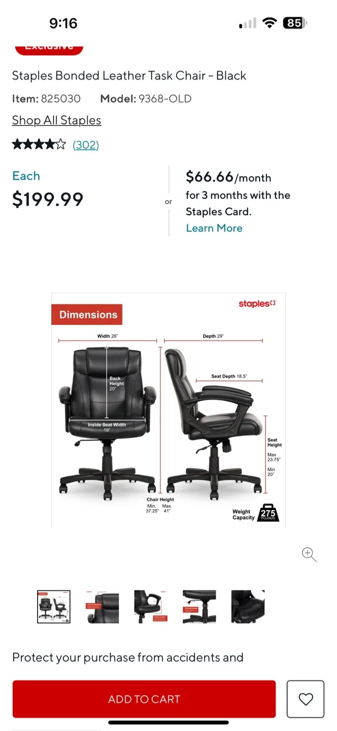 Staples Bonded Leather Task Chair - Black image indicator(6)