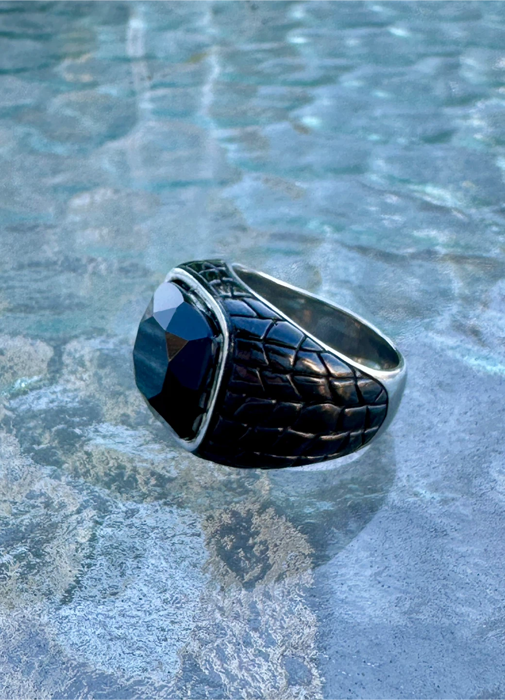 Onyx Stainless Steel Ring - photo 2
