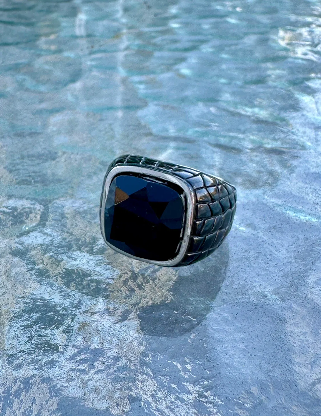 Onyx Stainless Steel Ring