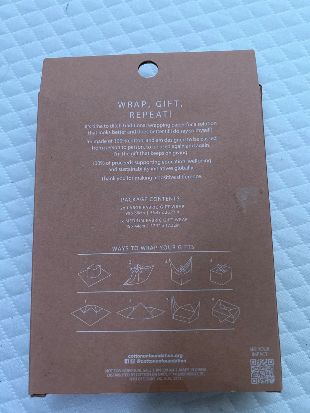 Cotton On Foundation Fabric Gift Wrap Set - Pack of 3 - photo 2