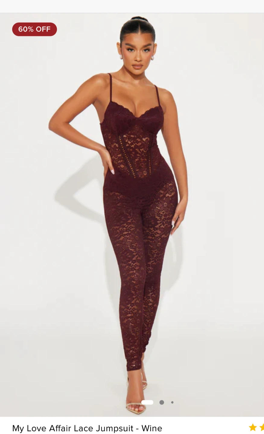 Fashion Nova My Love Affair Lace Jumpsuit - Wine
