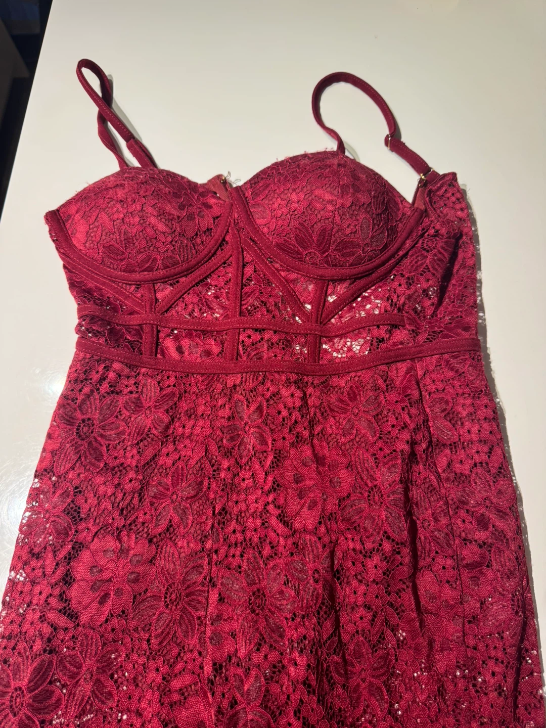 Fashion Nova My Love Affair Lace Jumpsuit - Wine - photo 2