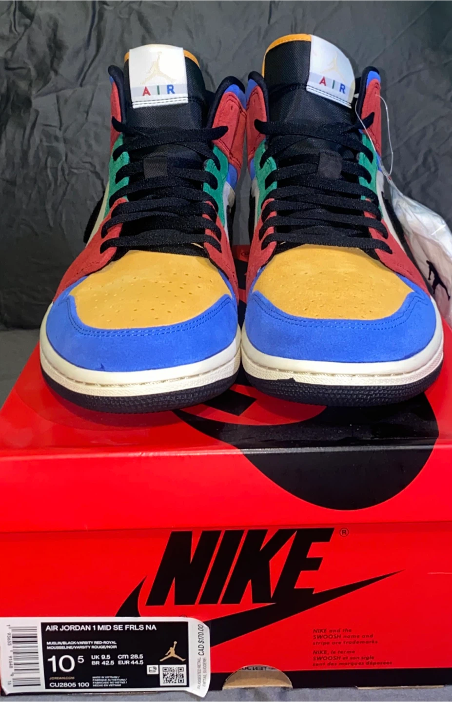 Jordan 1 Mid SE x Fearless Blue the Great Mens 10.5 - photo 2