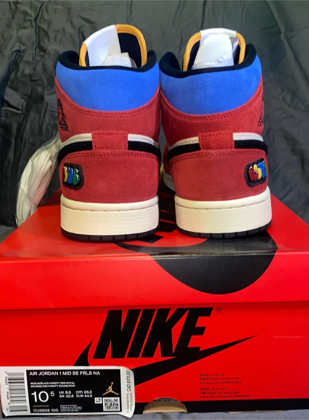 Jordan 1 Mid SE x Fearless Blue the Great Mens 10.5 - photo 5