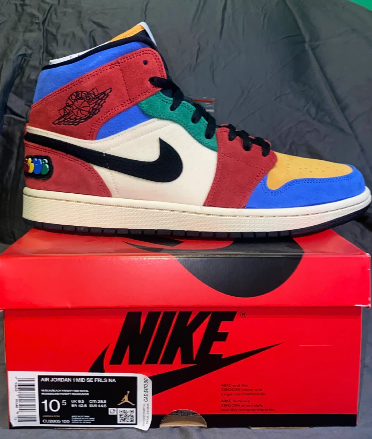 Jordan 1 Mid SE x Fearless Blue the Great Mens 10.5 - photo 4