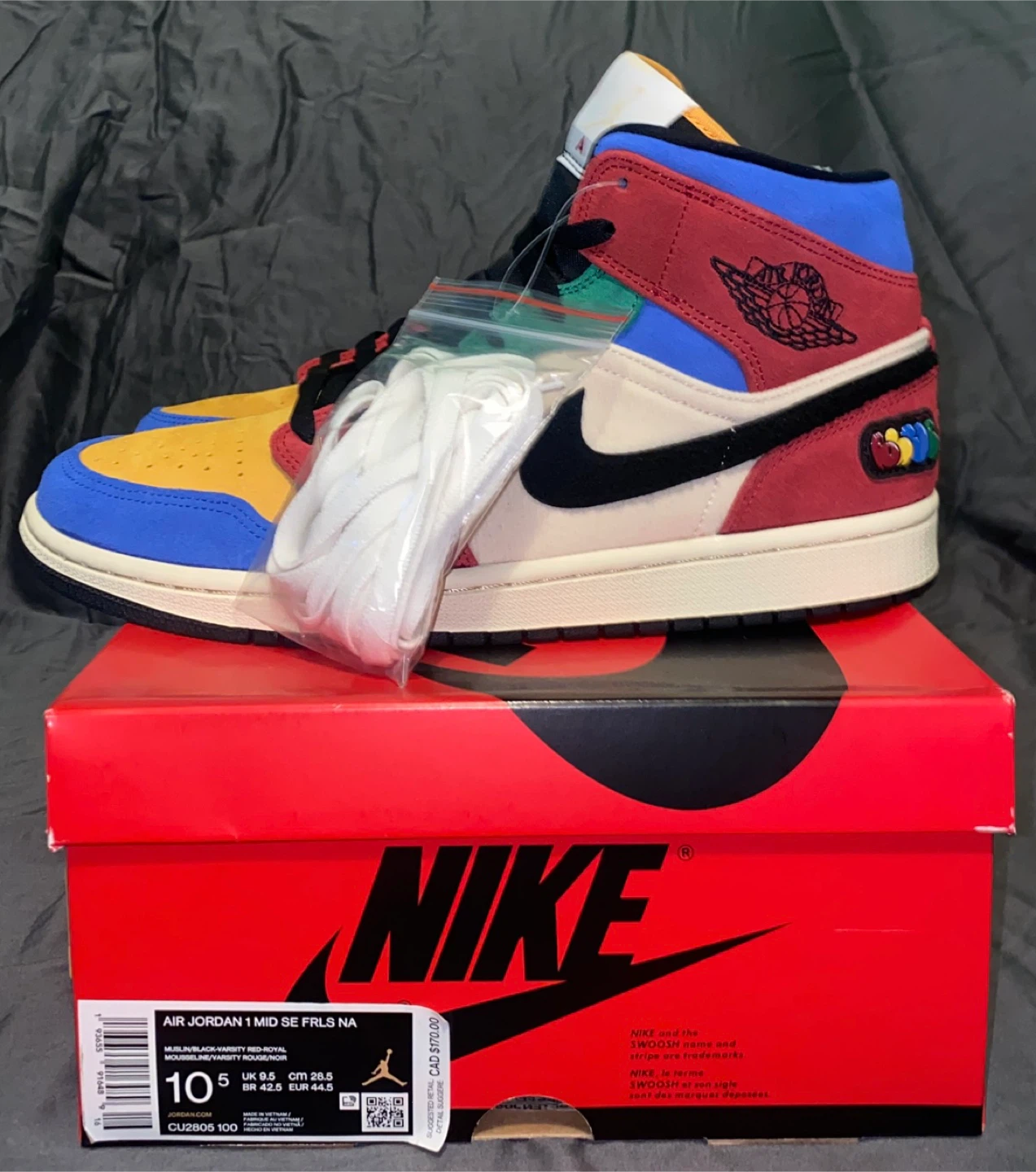 Jordan 1 Mid SE x Fearless Blue the Great Mens 10.5 - photo 3