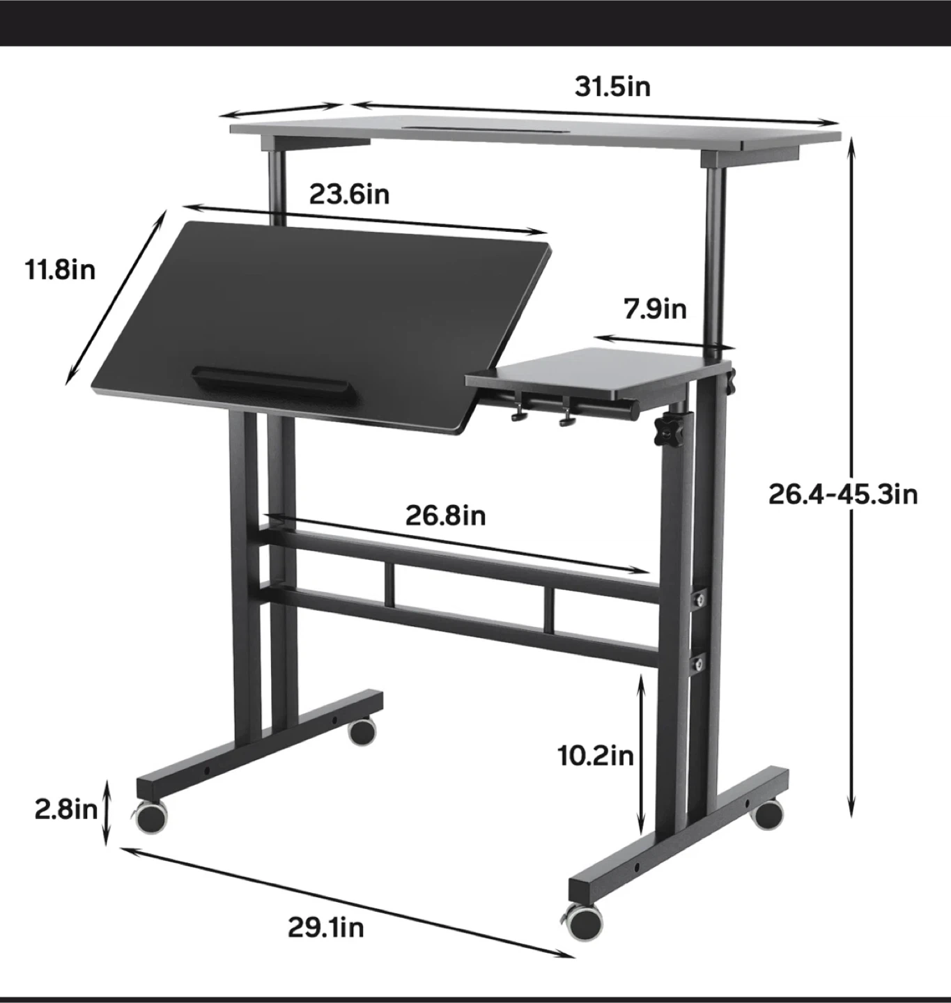 Adjustable Height Rolling Standing Desk - photo 3