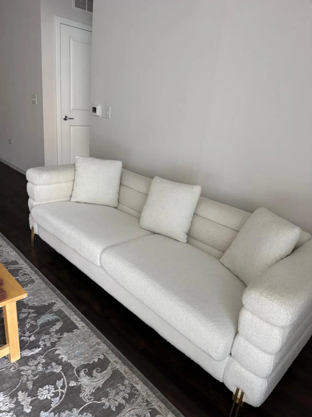 White Boucle Sofa