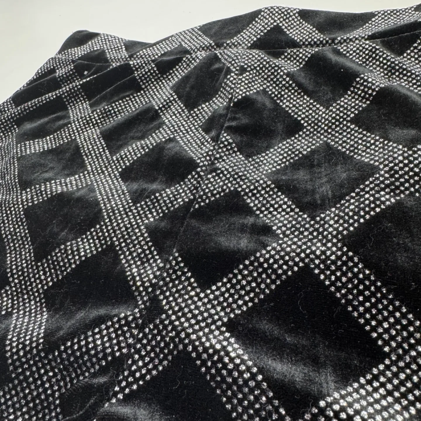 Shein Black Velvet Checkered Shorts - Size US 6 image indicator(3)