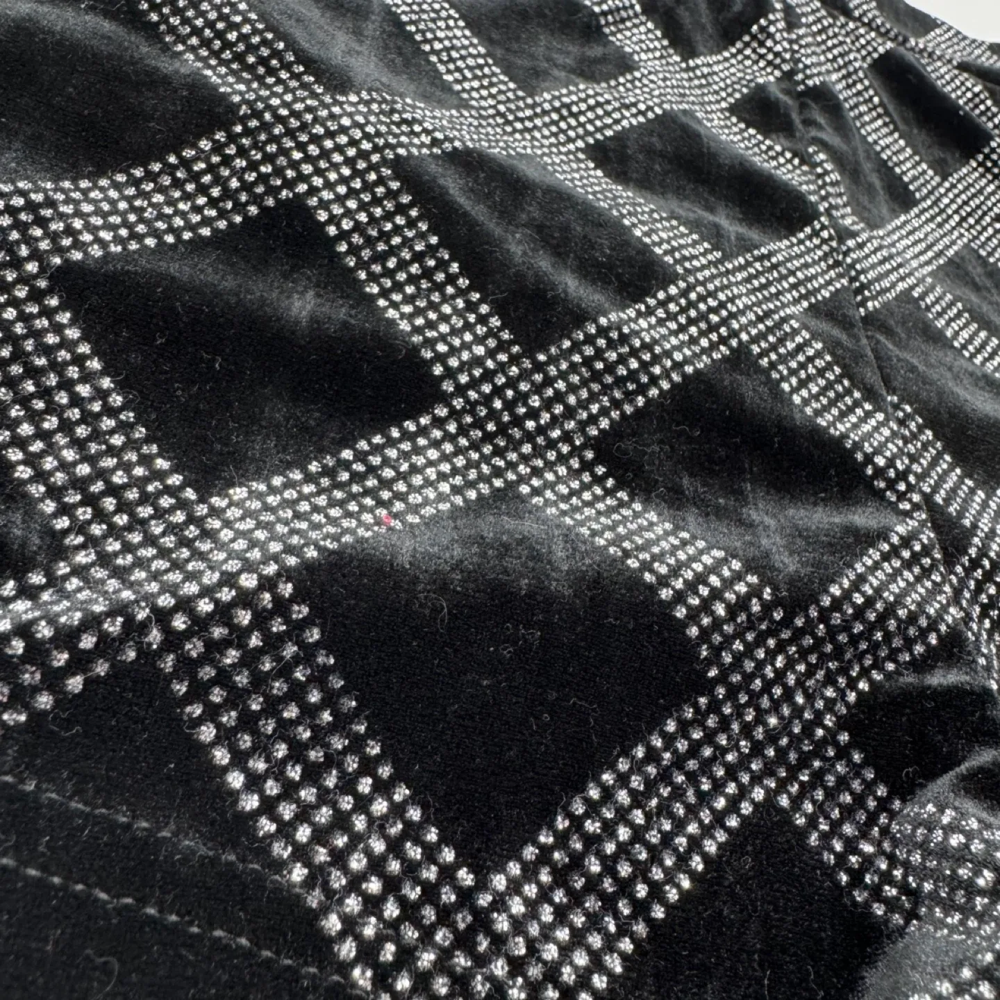 Shein Black Velvet Checkered Shorts - Size US 6 image indicator(2)