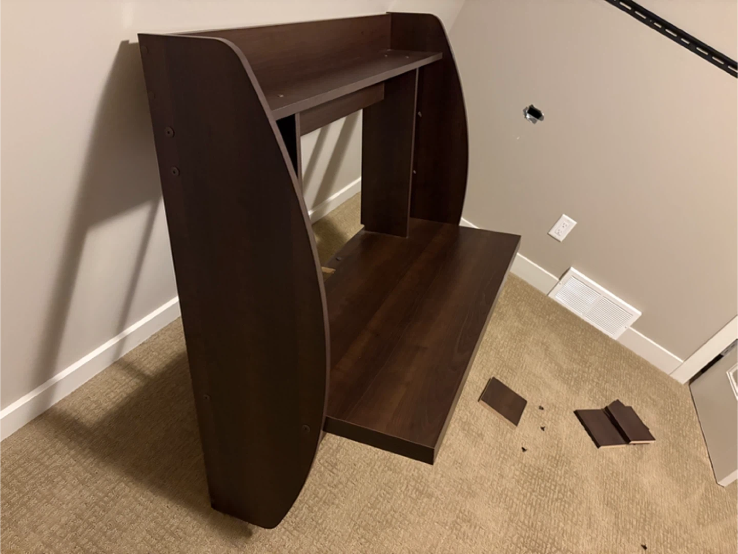 Wall Mounted Desk with Shelves - Brown - photo 3