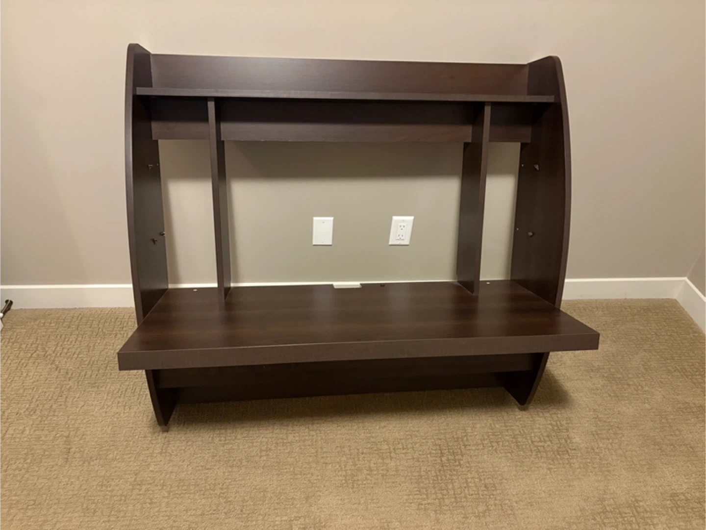 Wall Mounted Desk with Shelves - Brown