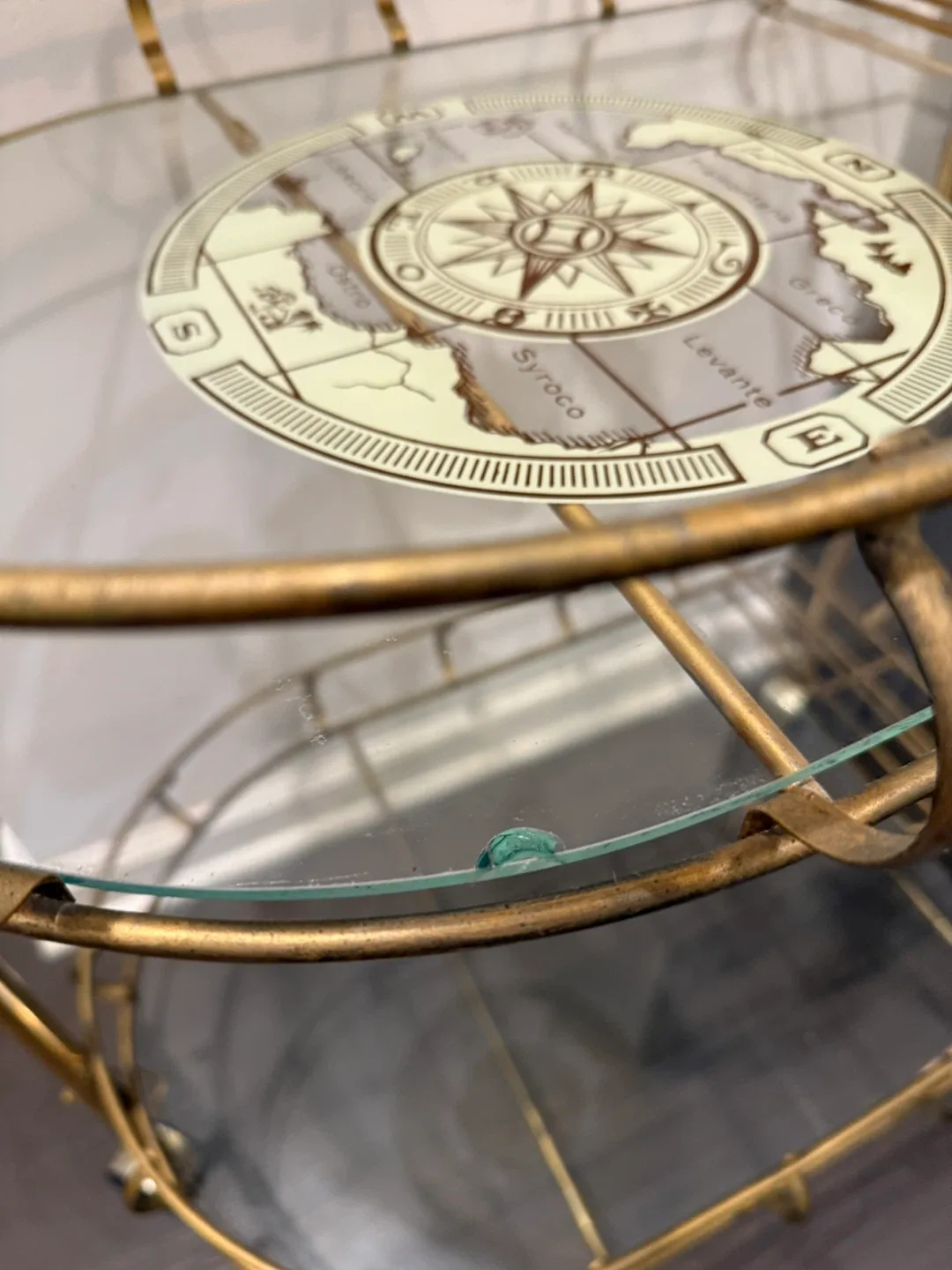 Vintage style Gold Bar Cart with Glass Shelves image indicator(4)