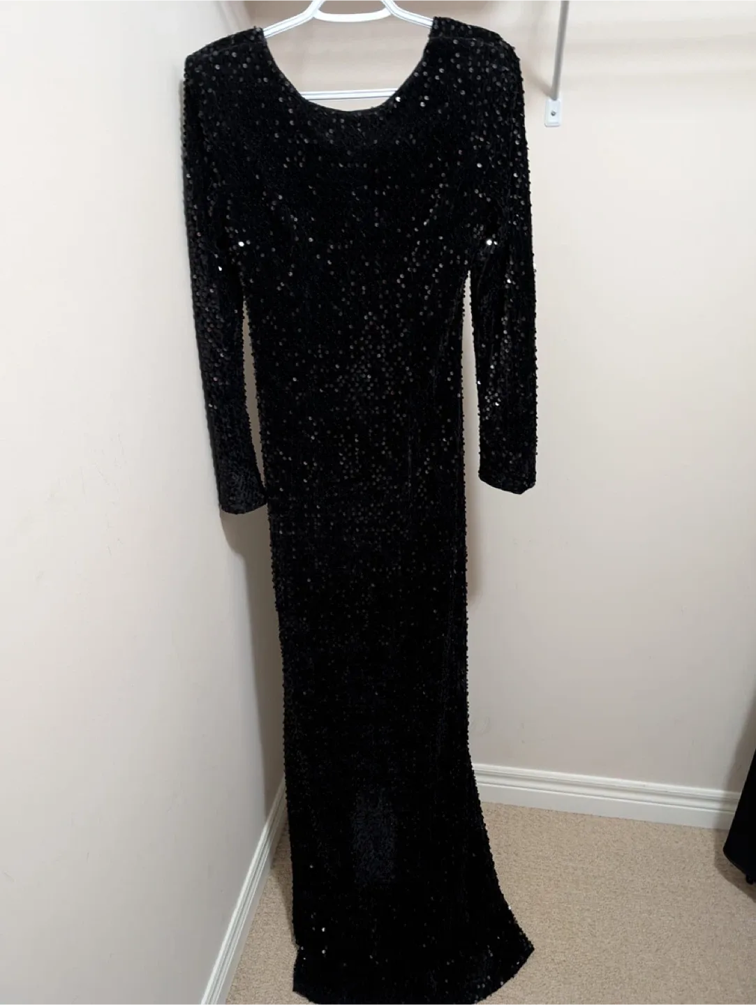 Black Sequin Long Sleeve Maxi Dress thumbnail