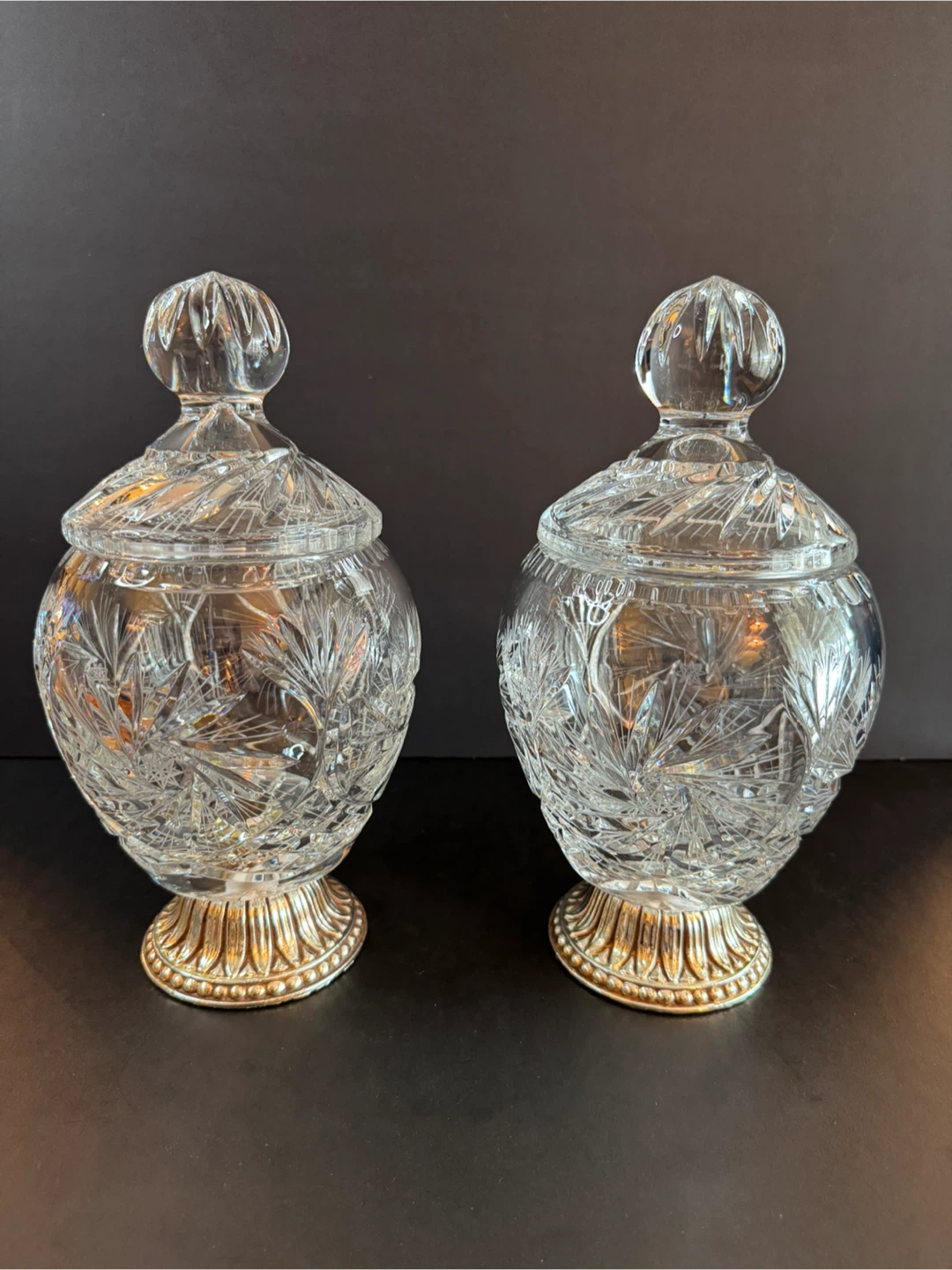 Crystal Candy Dishes with Lids - Set of 2