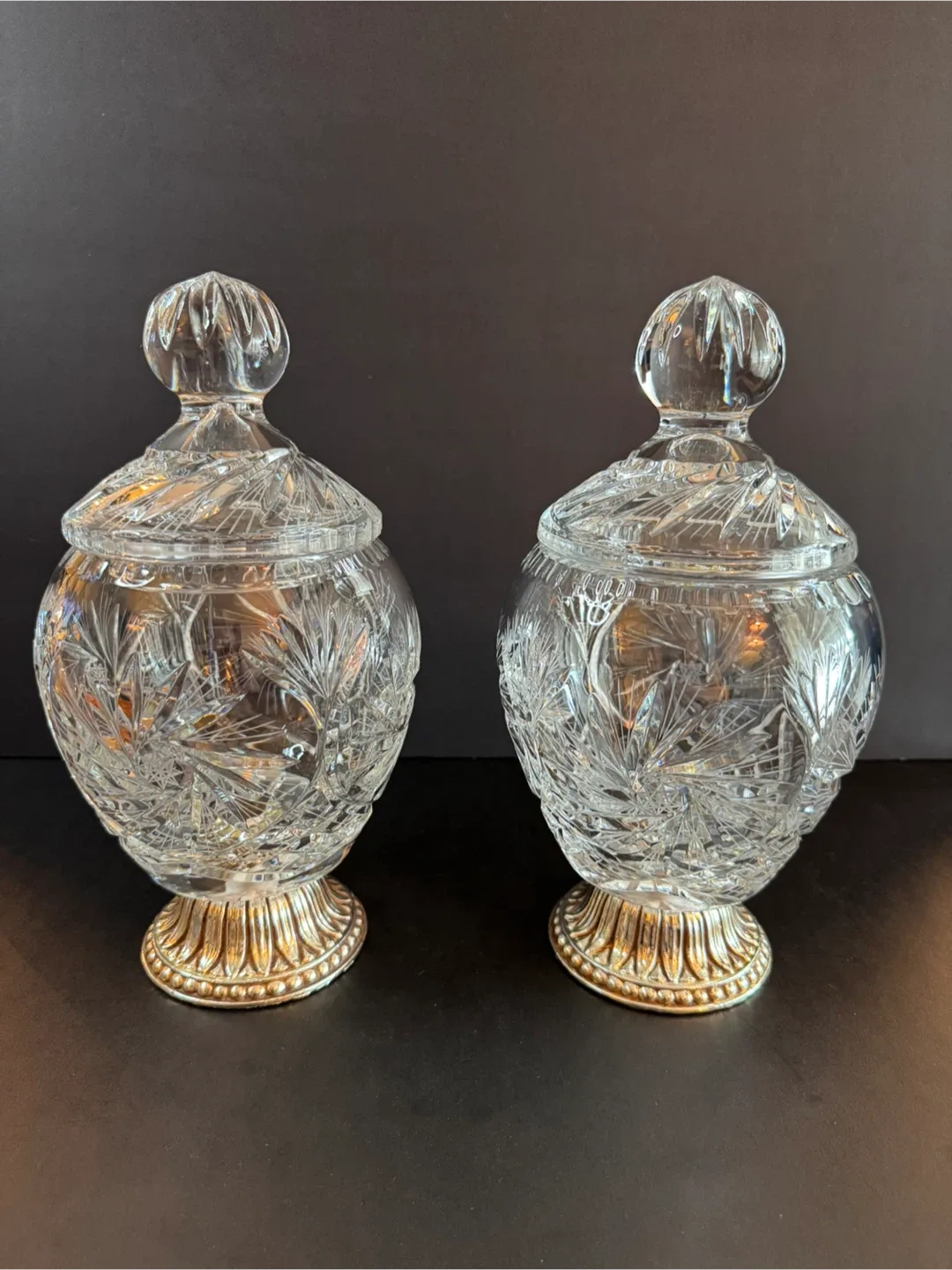 Crystal Candy Dishes with Lids - Set of 2 thumbnail