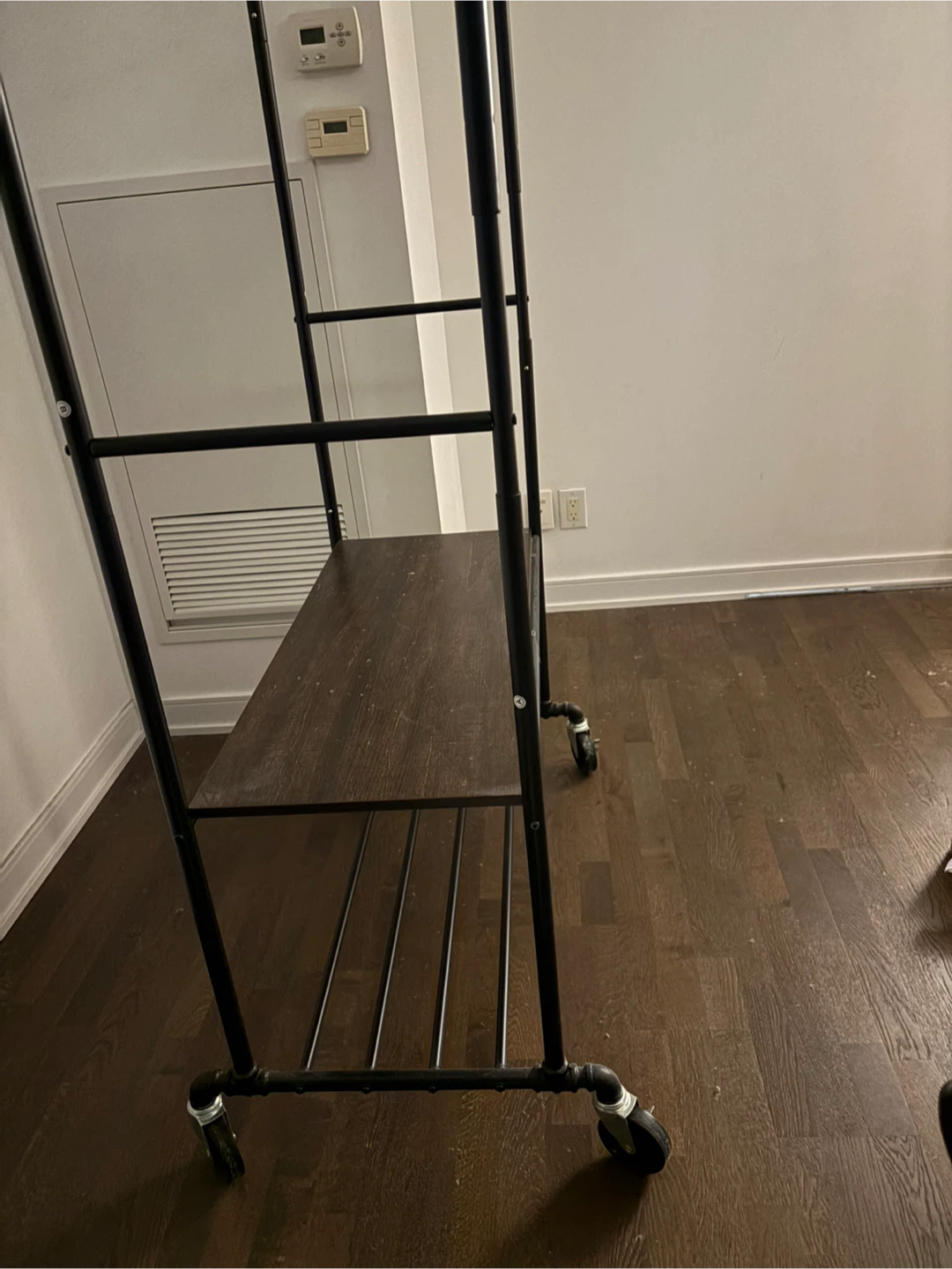 Rolling Garment Rack with Shelf - Black Metal - photo 2