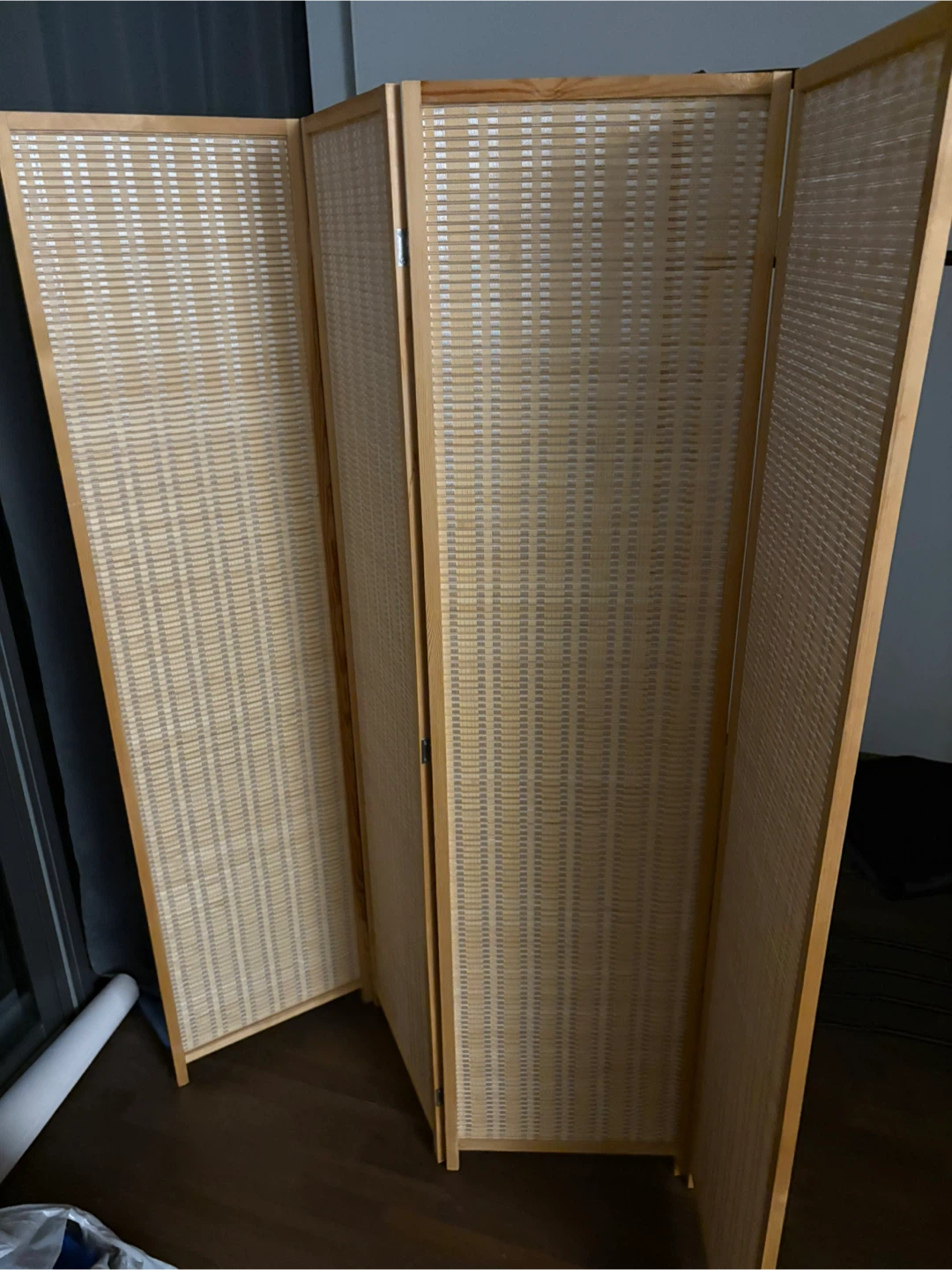 Rattan Room Divider - 4 Panel Folding Screen