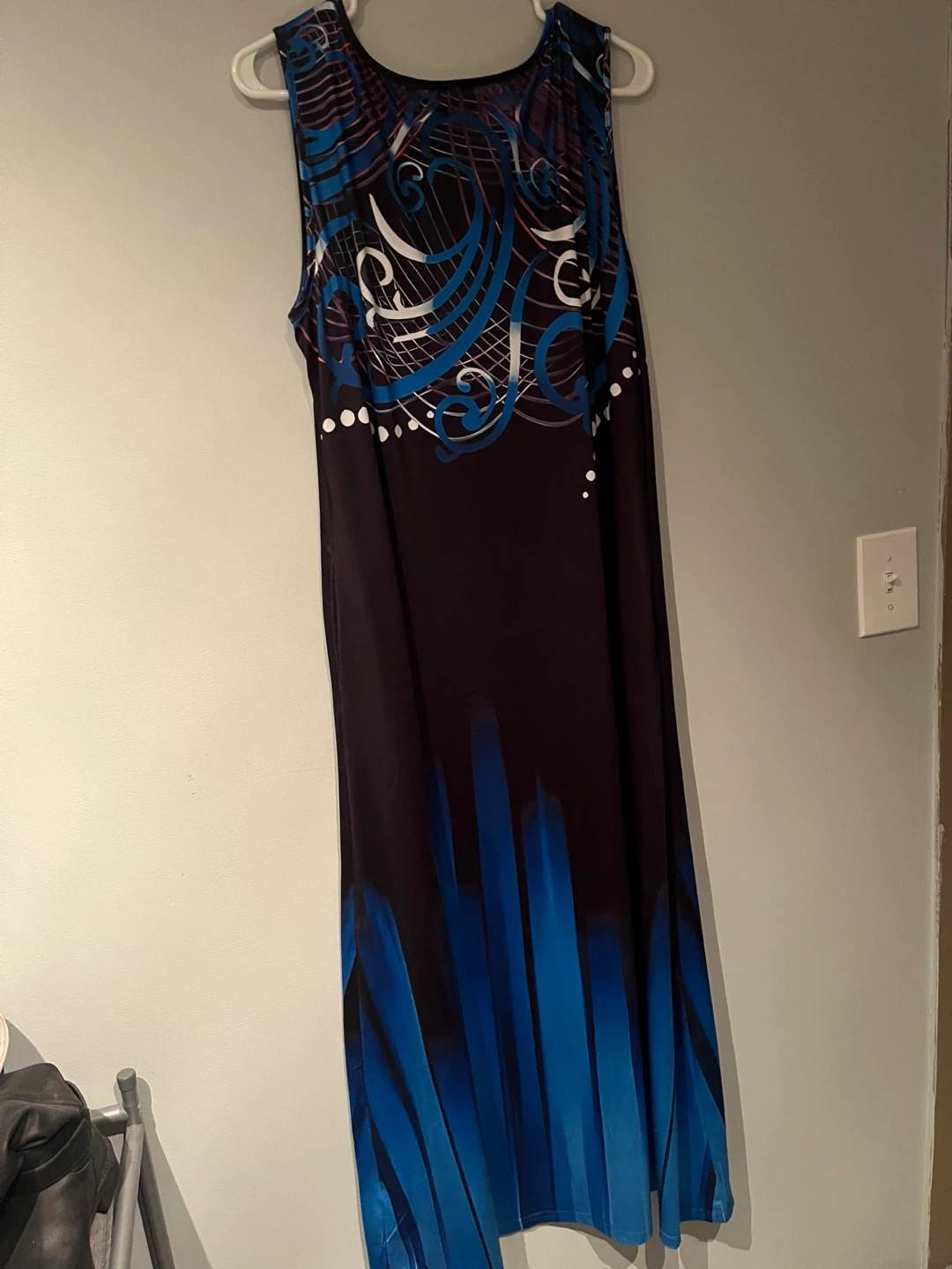 XXL Blue & Black Polyester/Spandex Dress