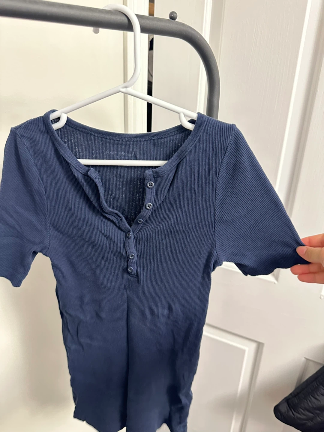 Brandy Melville Navy Ribbed Top
