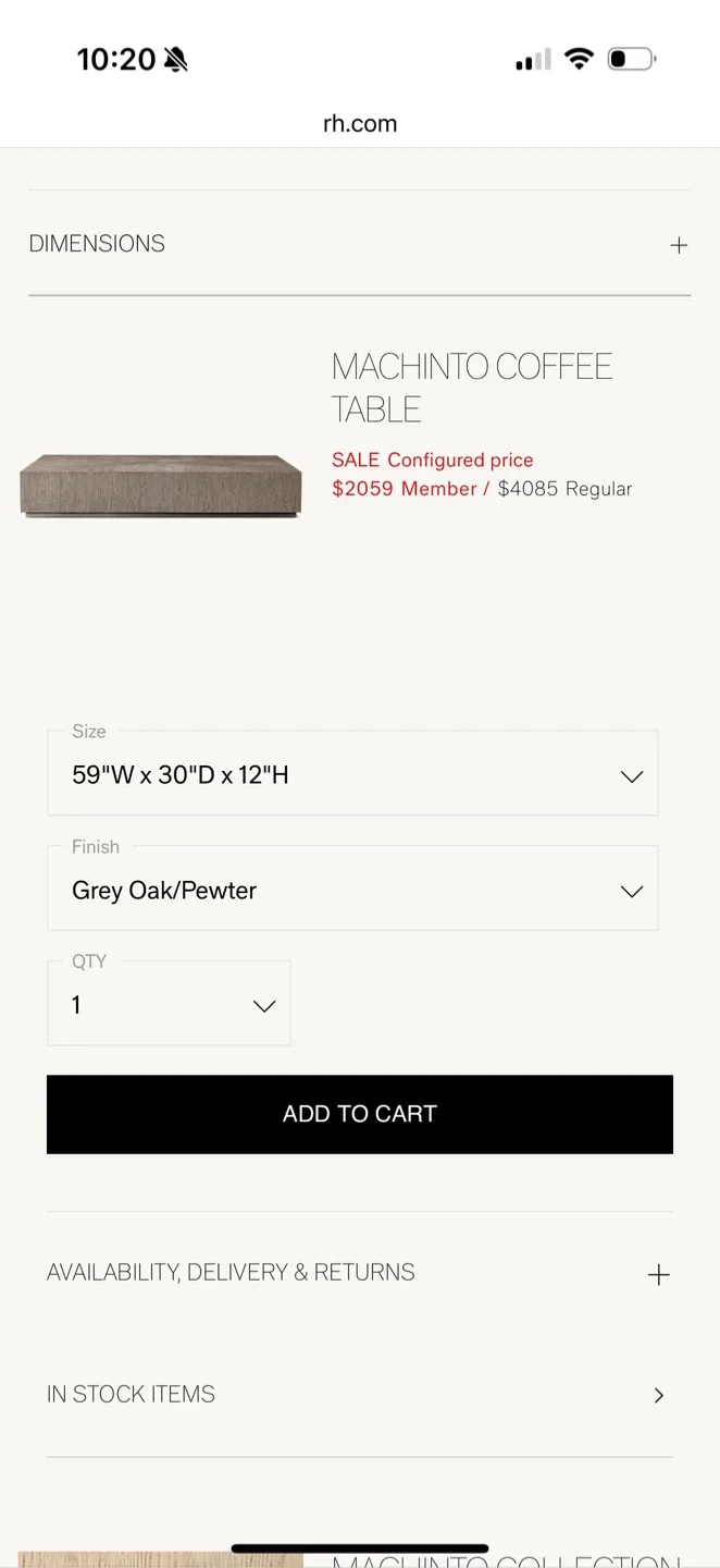 RH Machinto Coffee Table - 59" x 30" x 12" image indicator(2)