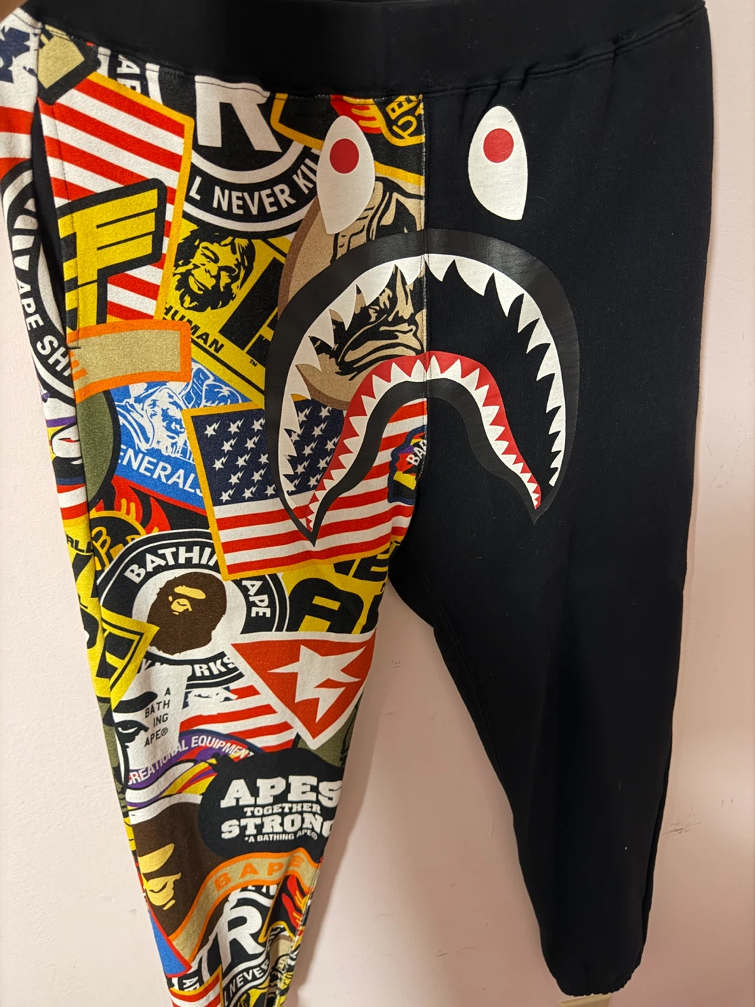 BAPE Patched Shark Sweat Pants - Black, Size M