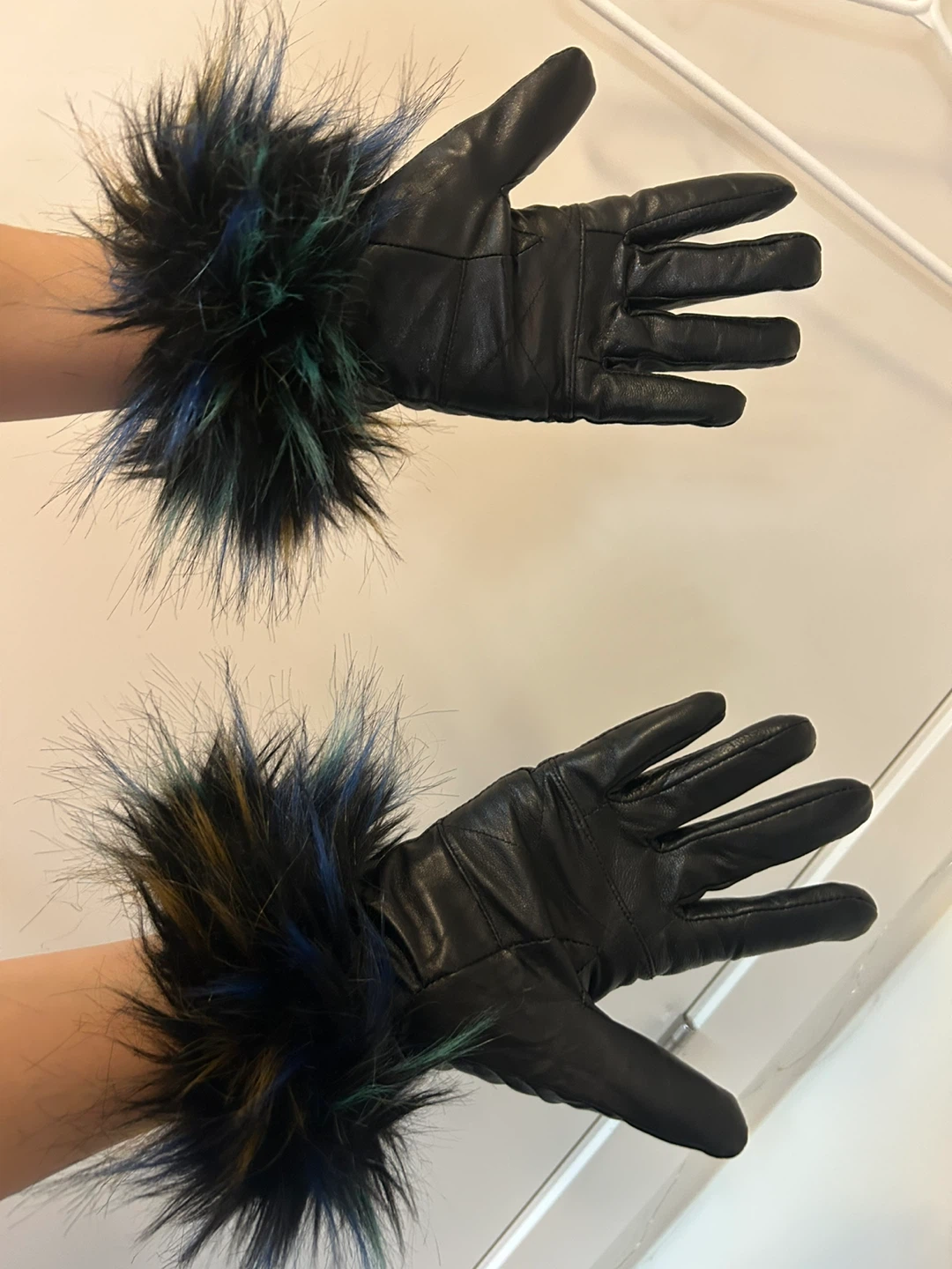 Leather Gloves with Fur Cuff - photo 2
