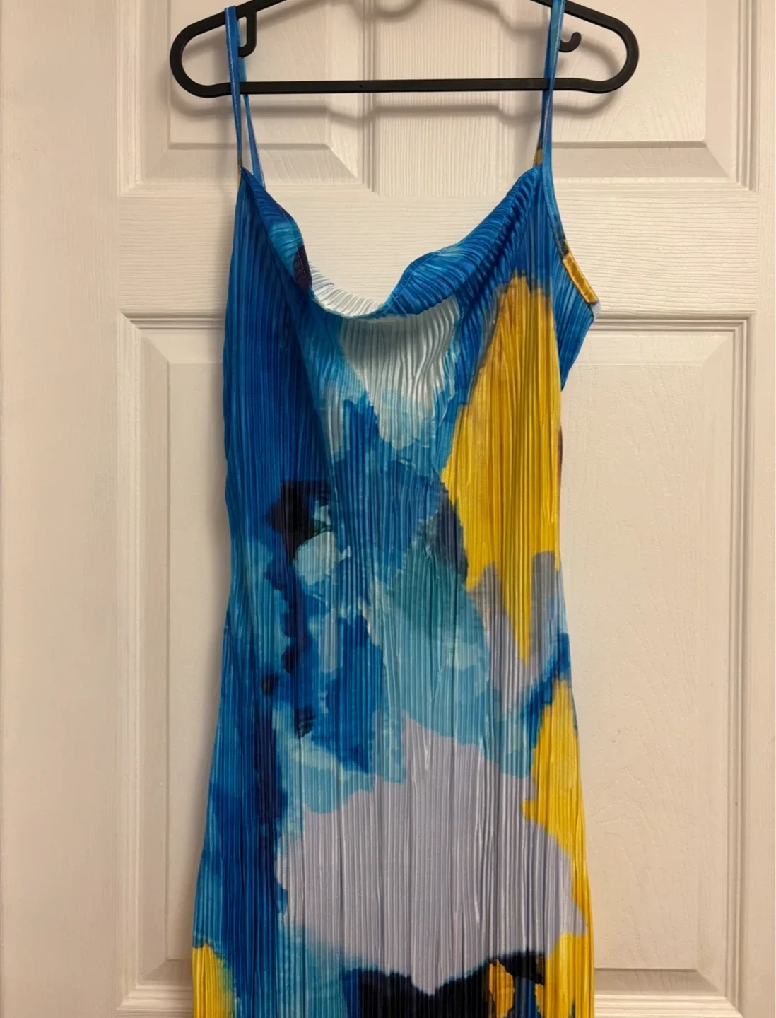 Blue & Yellow Print Maxi Dress-M image indicator(2)