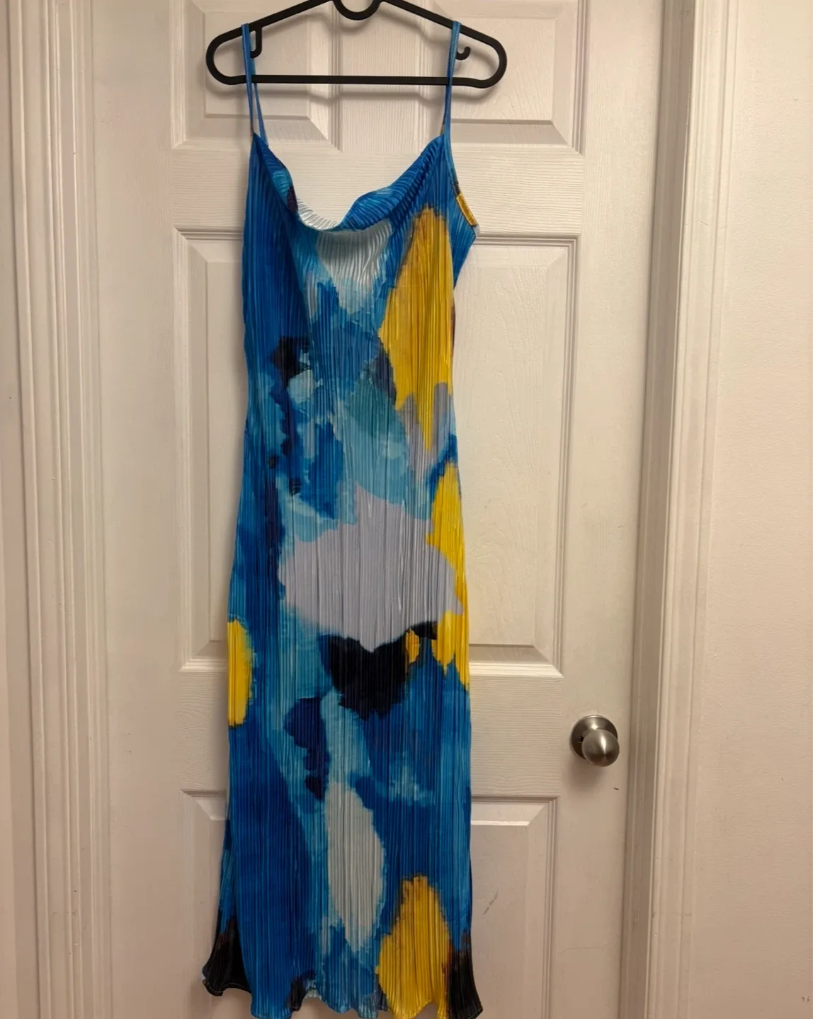 Blue & Yellow Print Maxi Dress-M image indicator(5)
