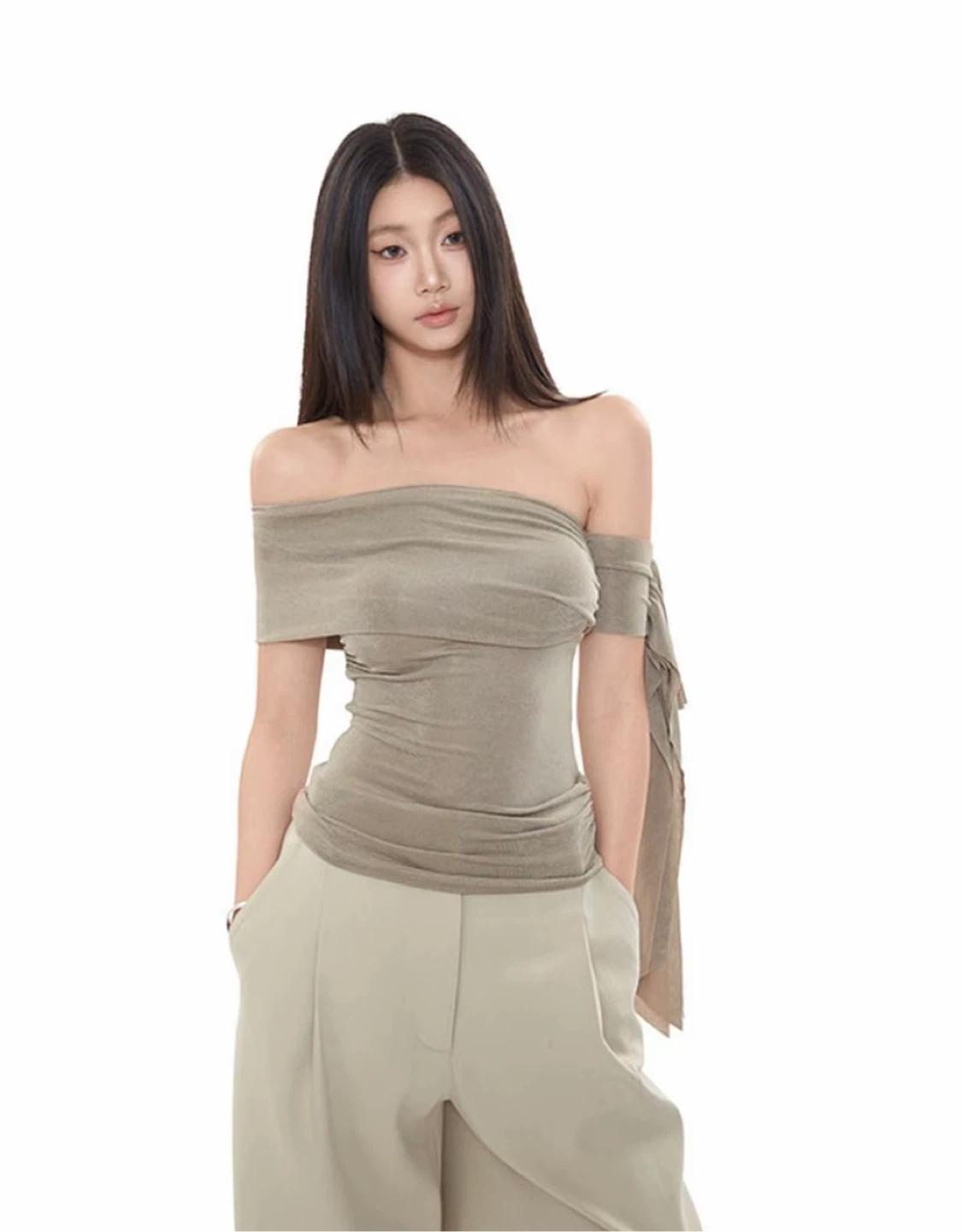 Grey Off-Shoulder Top - photo 3
