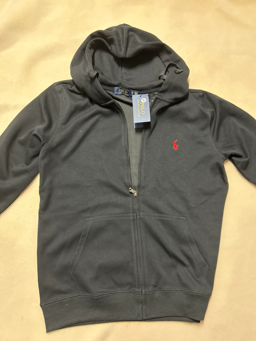 New Polo Ralph Lauren Black Full Zip Hoodie - Size M - photo 2