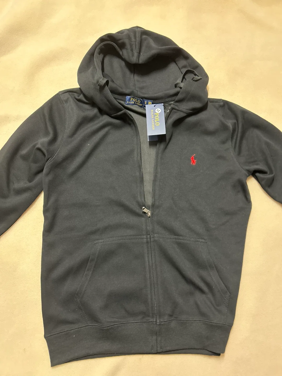 New Polo Ralph Lauren Black Full Zip Hoodie - Size M image indicator(2)