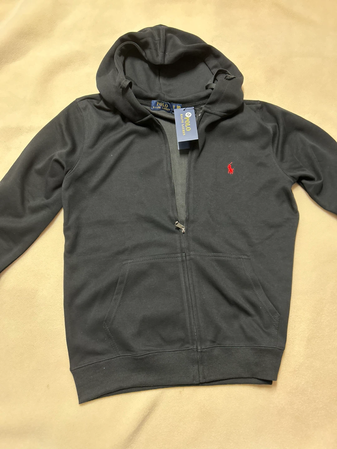 New Polo Ralph Lauren Black Full Zip Hoodie - Size M - photo 3