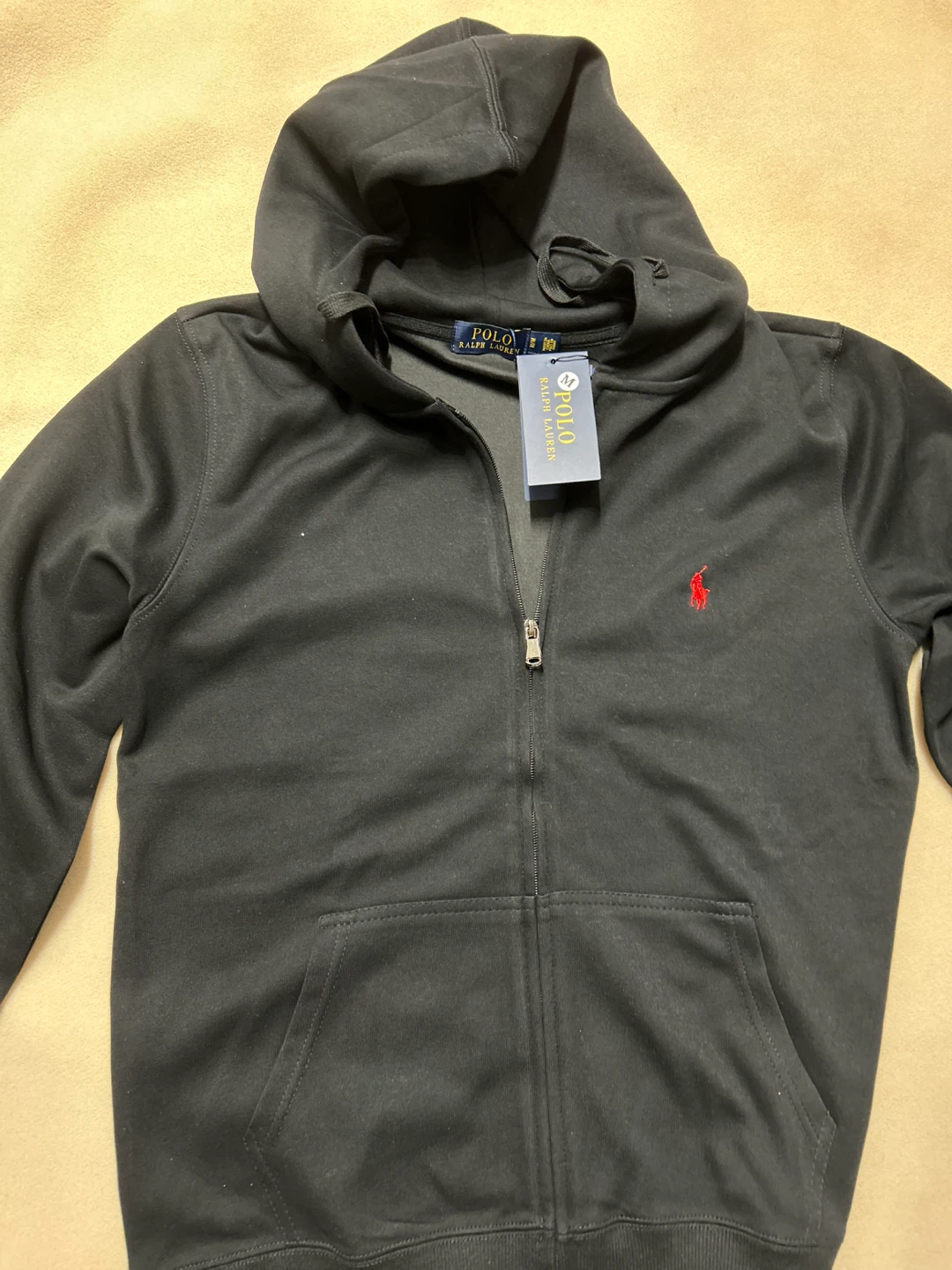 New Polo Ralph Lauren Black Full Zip Hoodie - Size M