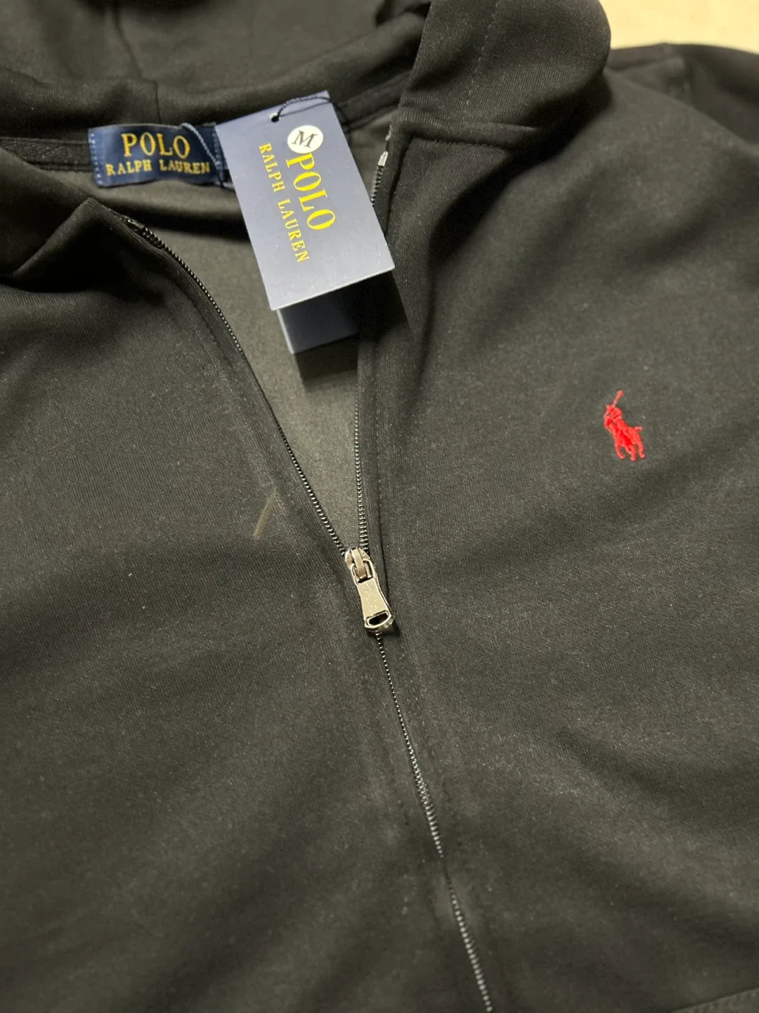 New Polo Ralph Lauren Black Full Zip Hoodie - Size M image indicator(4)