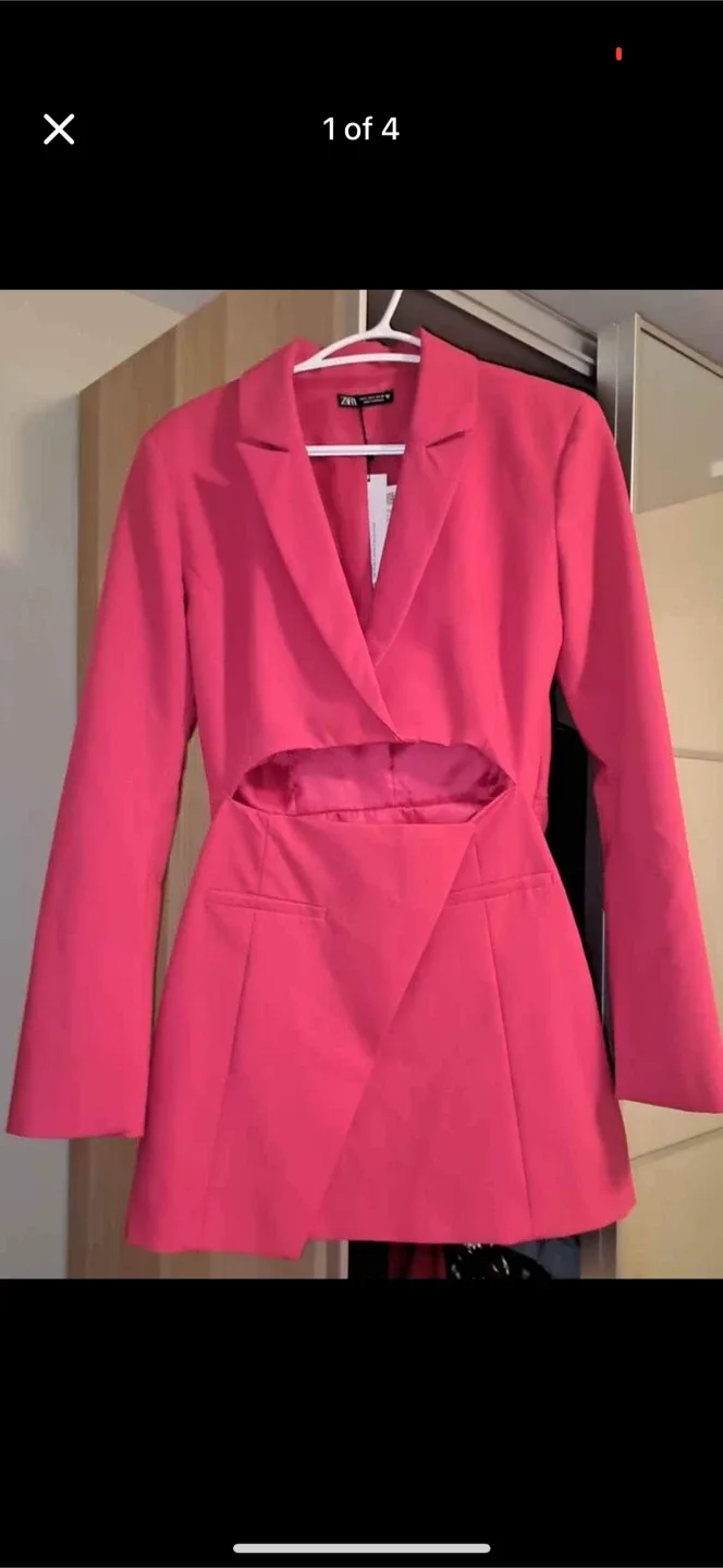 Zara Raspberry Cutout Blazer Dress - Size S