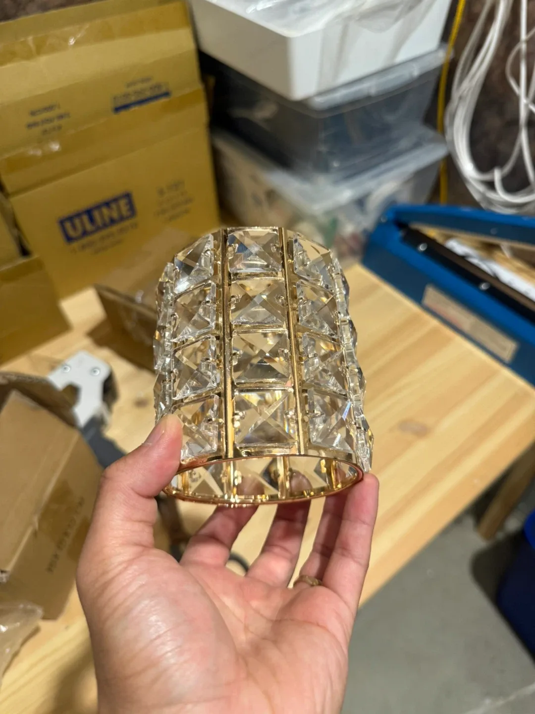 New in box - Set of 2 Modern Crystal Gold Sconce image indicator(7)