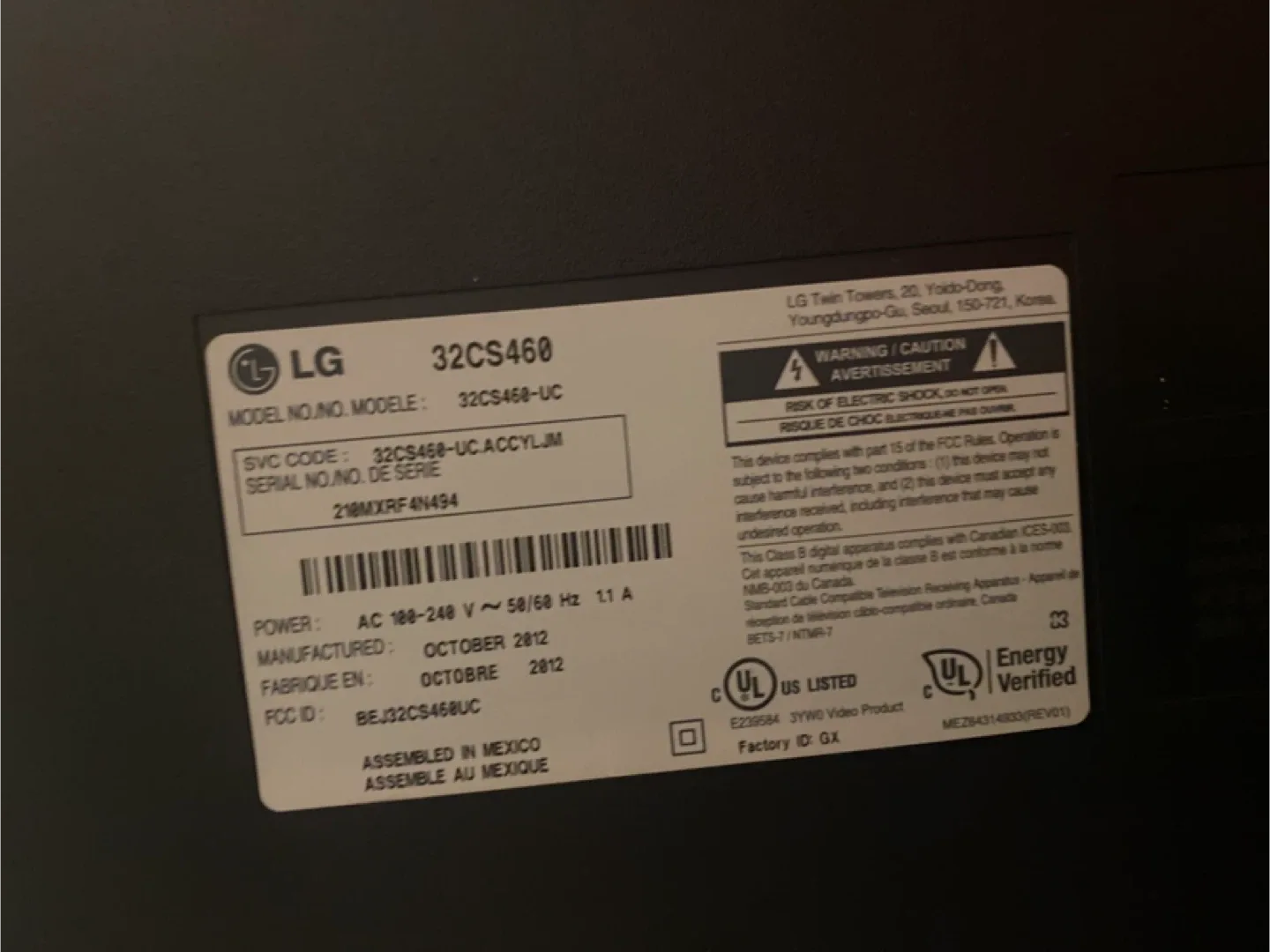 LG 32CS460 32" TV image indicator(3)