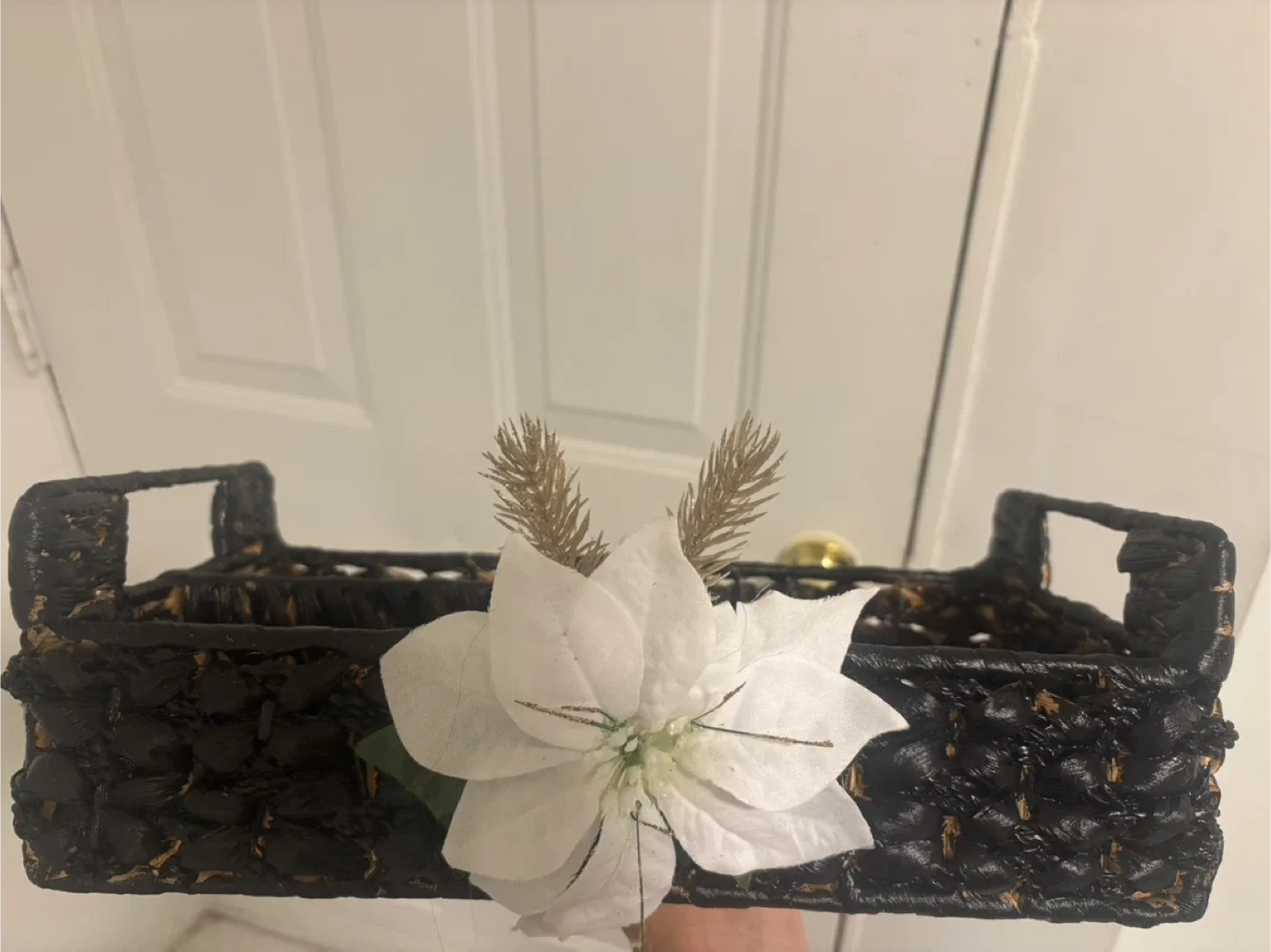 Decorative Black Basket with Flower thumbnail
