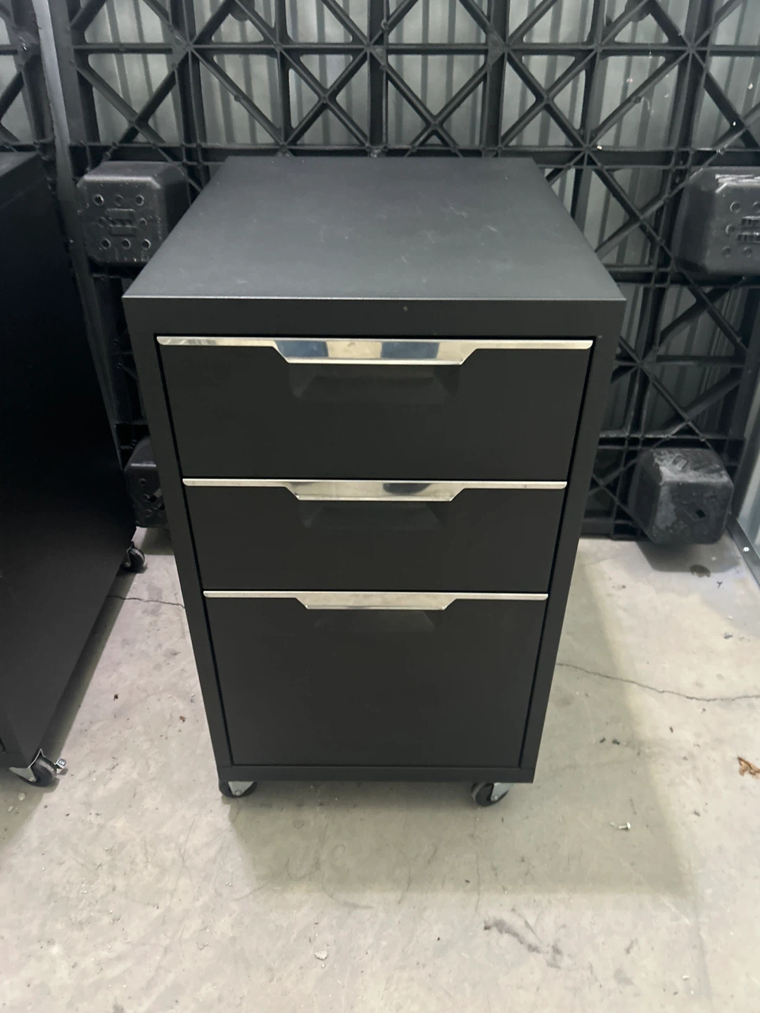 Black Metal 3-Drawer Filing Cabinet