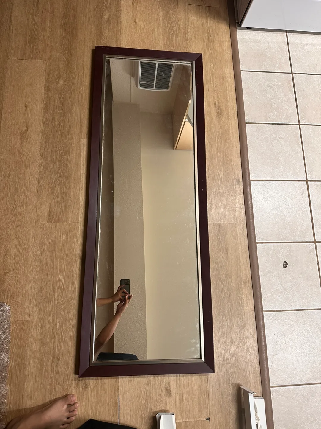 Full Length Brown Framed Mirror