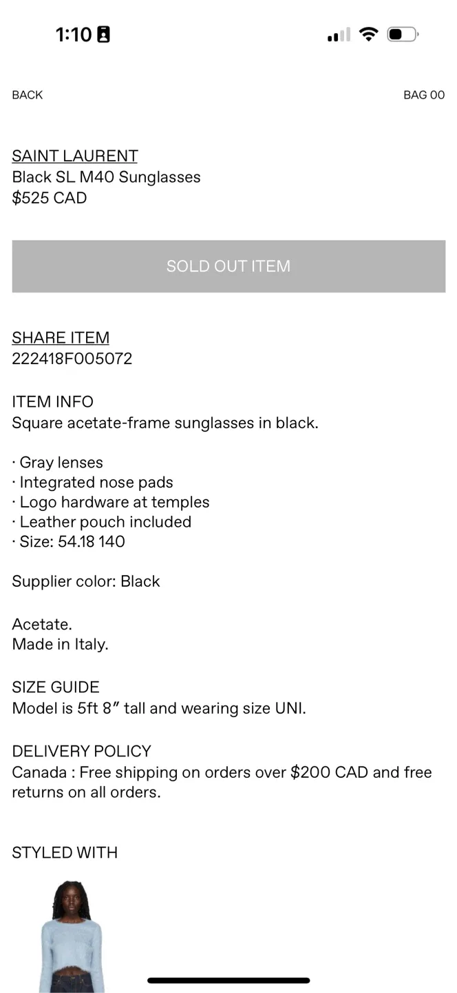 SAINT LAURENT Black Sunglasses image indicator(6)