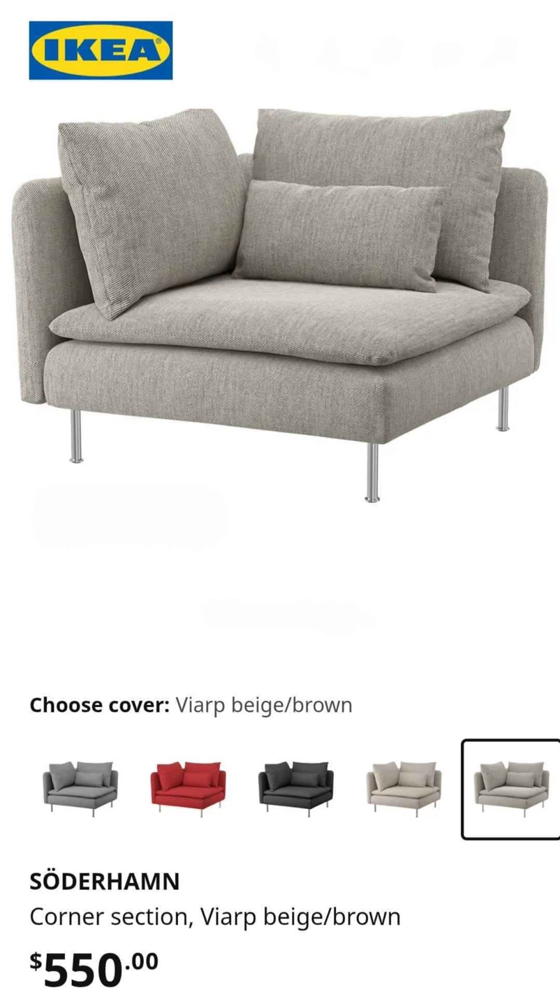 IKEA SÖDERHAMN Corner Section - Viarp Beige/Brown - photo 5