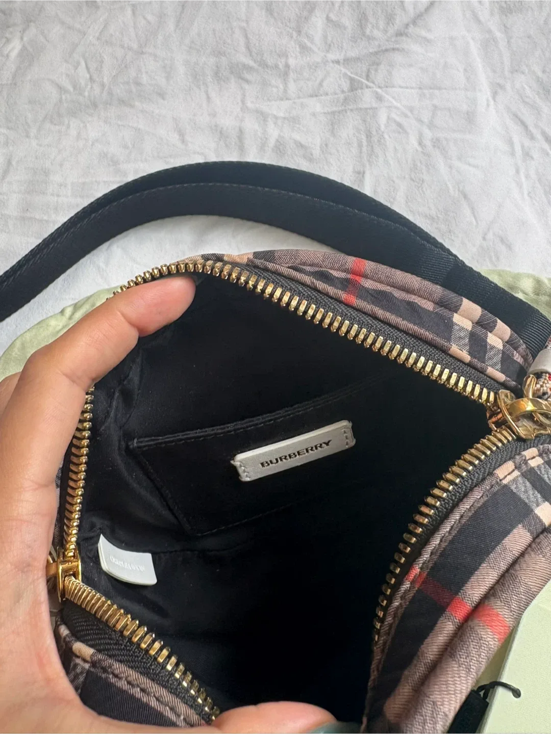 Burberry Cleo Checkered Crossbody Bag - Pale Rose image indicator(2)