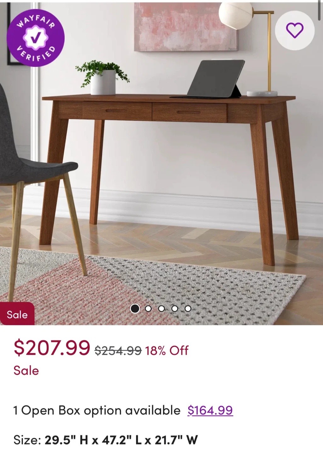 Wood Desk 47" x 29" image indicator(3)