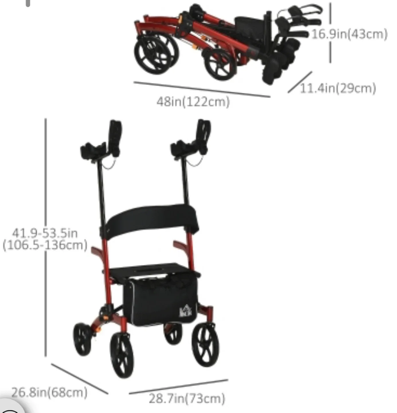 HOMCOM Aluminum Upright Walker - Red image indicator(2)